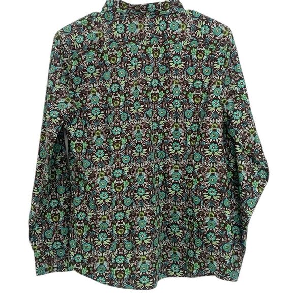 Lands’ End Floral Green Long-sleeved Cotton Button Down Top 10P - Picture 8 of 8